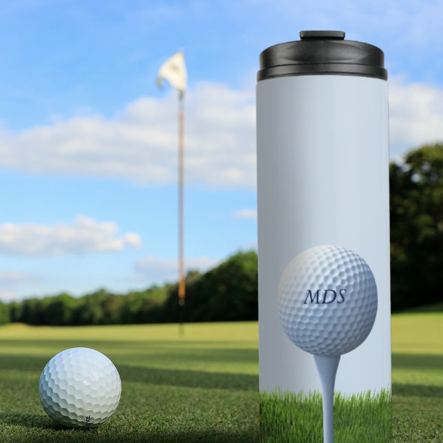 Golfers Golf-Thema Ablenkung von den grünen Sporta Thermosbecher (A Golf Theme Teeing Off Thermal Tumbler with space for your initials)