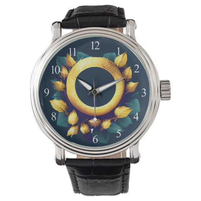 Golfers Green und Gold Kranz Armbanduhr (Vorderseite)