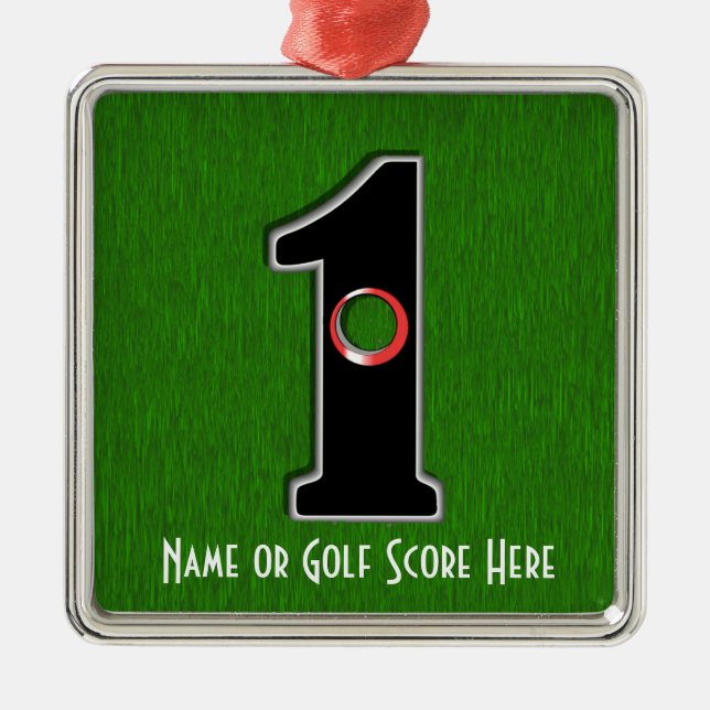 Golfers Loch in One. Glück oder Geschick? Ornament Aus Metall (Vorne)