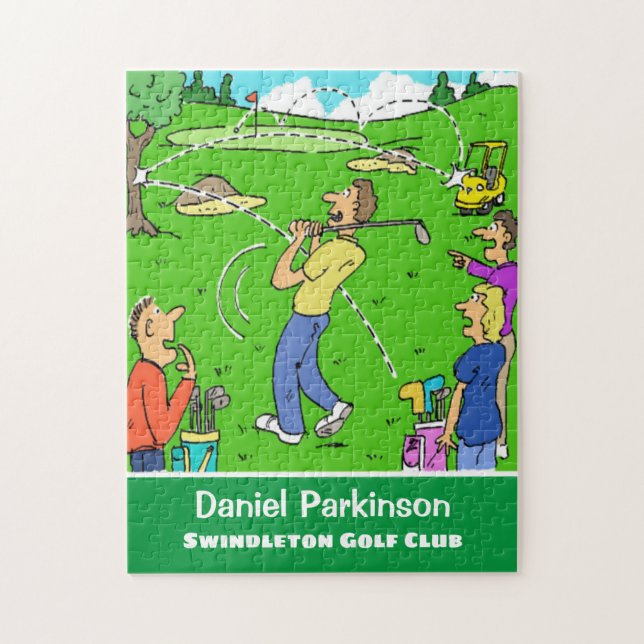 Golfer's Lucky Golf Shot Cartoon (Vertikal)