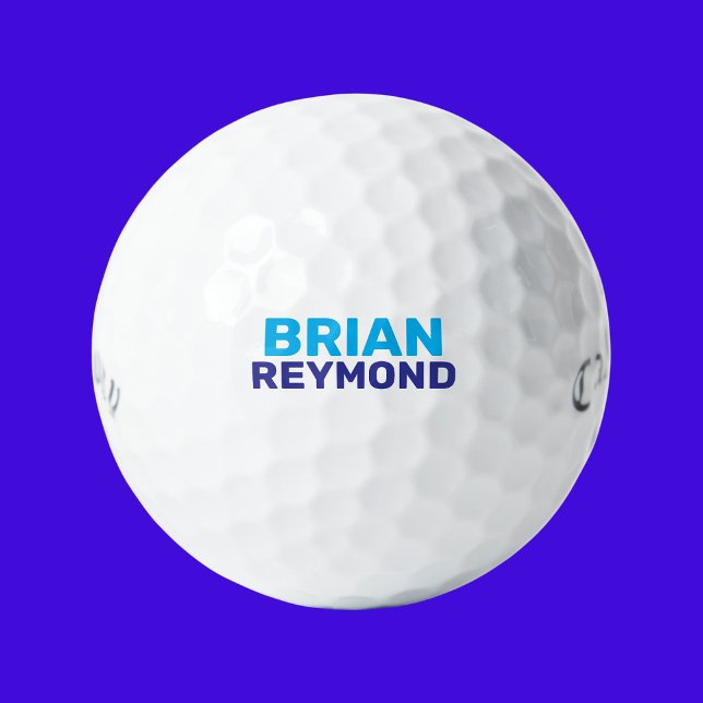 Golfers Simple Blue Bold Name Golfball (Von Creator hochgeladen)