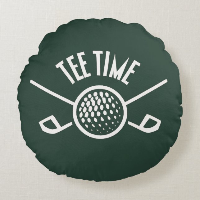 Golfers T-Shirt Time Rundes Kissen (Vorderseite)