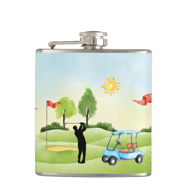 Golfers Vinyl-Wrapped Flask Flachmann (Vorderseite)