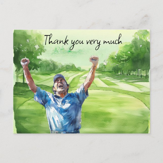 Golfeur en terrain de golf aquarelle carte de reme (Devant)