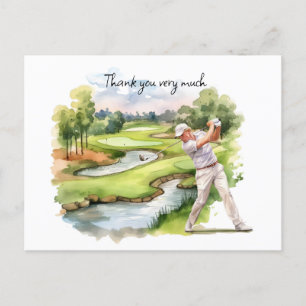 Golfeur en terrain de golf aquarelle carte de reme