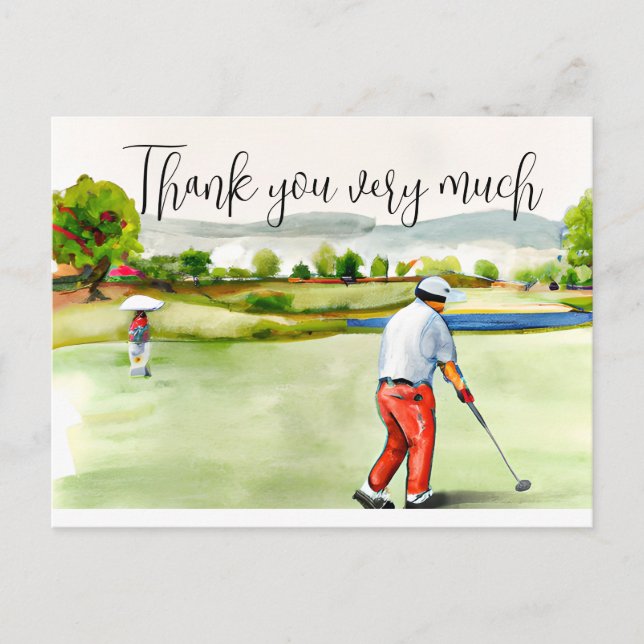 Golfeur en terrain de golf aquarelle carte de reme (Devant)