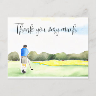 Golfeur en terrain de golf aquarelle carte de reme