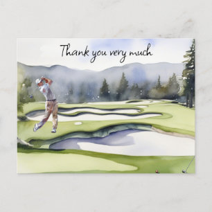 Golfeur en terrain de golf aquarelle carte de reme