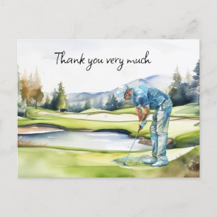 Golfeur en terrain de golf aquarelle carte de reme