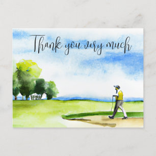Golfeur en terrain de golf aquarelle carte de reme