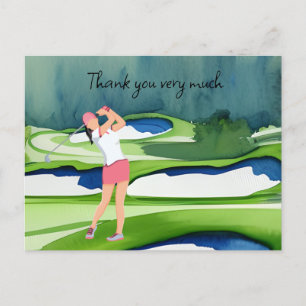 Golfeur en terrain de golf aquarelle carte de reme