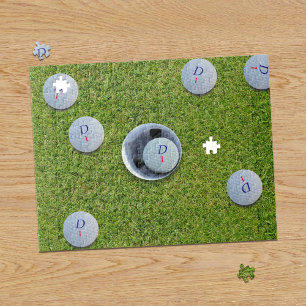 Golfeur Monogram Golf Balls Green Jigsaw Puzzle