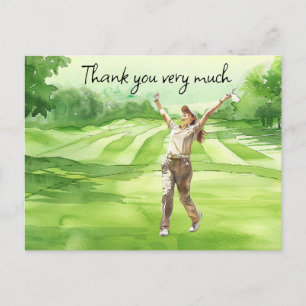 Golfeur sur terrain de golf aquarelle carte de rem