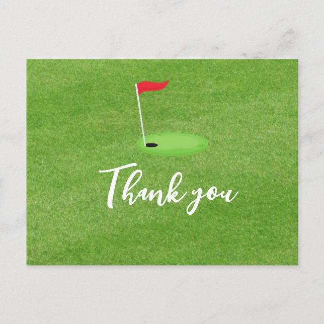 Golfflagge auf grünem Gras Vielen Dank für das Gol Postkarte (Vorderseite)