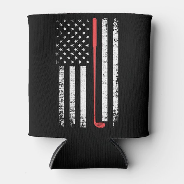Golfgeschenk für Männer, amerikanisches Flag Golf  Dosenkühler (Vorderseite)