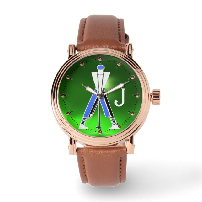 GOLFGOLFER, GOLFSPIEMONOGRAMM ARMBANDUHR (Vorderseite)