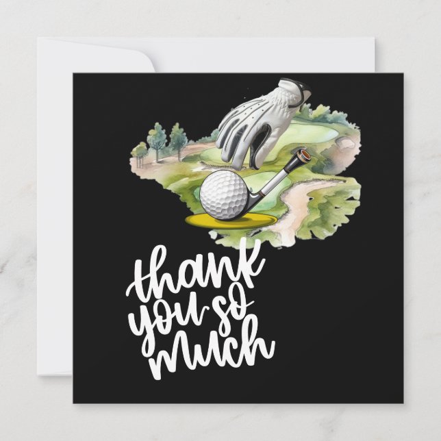 Golfhandschuh und Ball auf dem Golfplatz Dankeskarte (Vorderseite)
