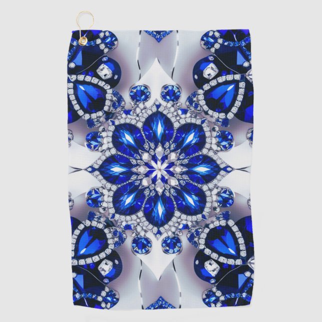 Golfhandtuch in Blau-Weiß-Farben (Vorderseite)