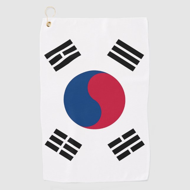 Golfhandtuch mit der Flagge Südkoreas (Vorderseite)