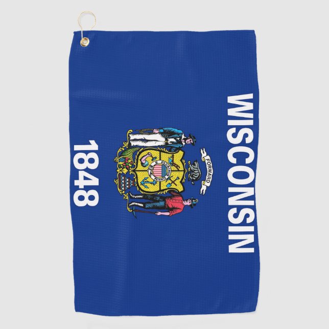 Golfhandtuch mit der Flagge von Wisconsin Staat, U (Vorderseite)