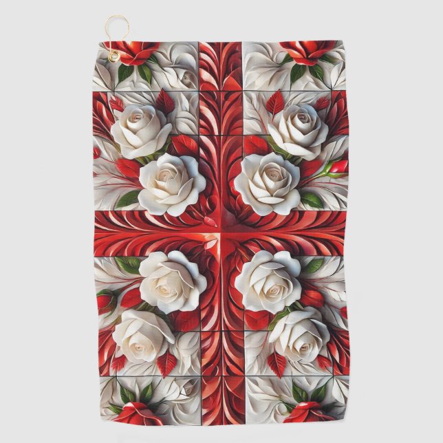 Golfhandtuch mit englischer Rose (Vorderseite)