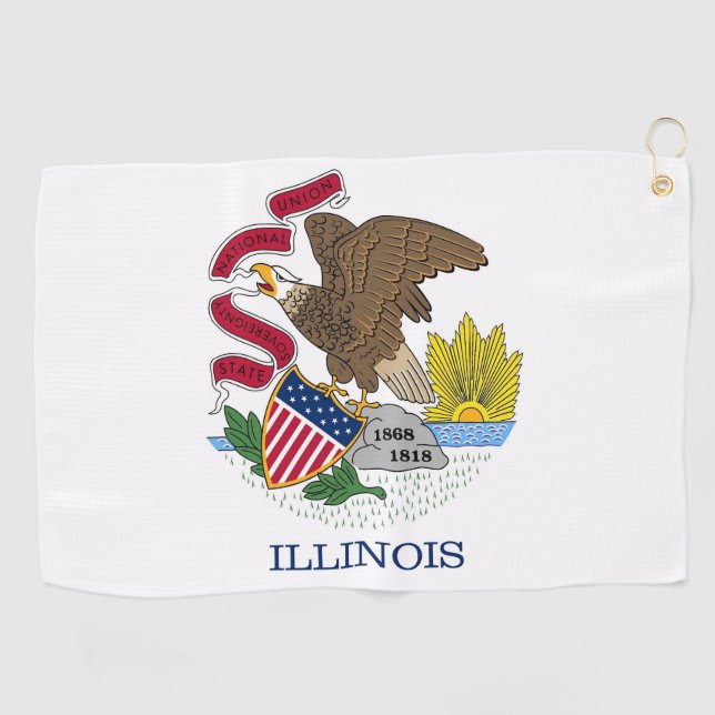 Golfhandtuch mit Flagge von Illinois, USA (Horizontal)