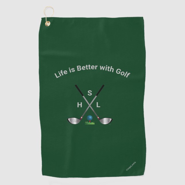 Golfhandtuch Personalisiert Monogram - Kostenvoran (Vorderseite)