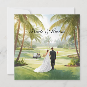 Golfhochzeit mit Braut und Bräutigam im Florida-St Einladung