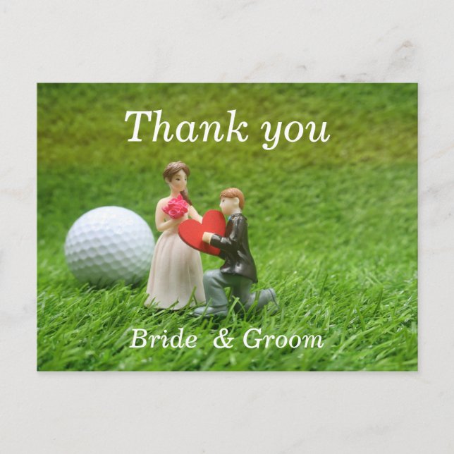 Golfhochzeit mit Braut- und Bräutiggolfer mit Lieb Postkarte (Vorderseite)