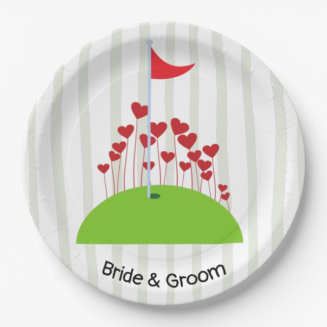 Golfhochzeit mit viel Liebe beim Golfer unter der  Pappteller (Vorderseite)