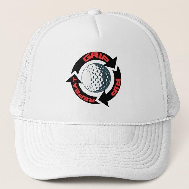 Golfinfusion "GRIP RIP REPEAT" Golfer Golf Truckerkappe (Vorderseite)