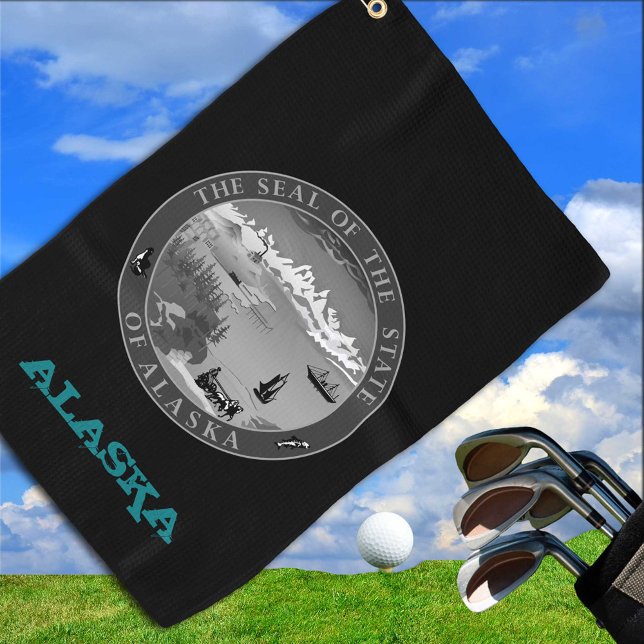Golfing Alaska & Alaskan Wappen / Flagge Golfhandtuch (Von Creator hochgeladen)