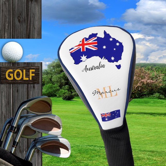 Golfing Australia, map, Australian Flag / Aussie Golf Headcover (Von Creator hochgeladen)