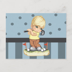 Golfing Boy Postcard Postkarte