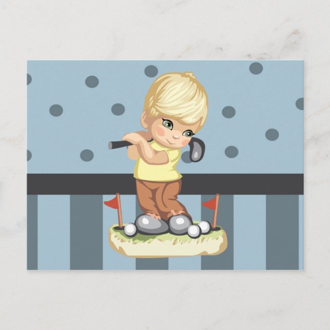 Golfing Boy Postcard Postkarte (Vorderseite)