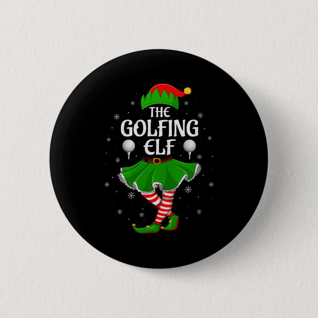 Golfing Elf Christmas Family Girls Women Elf Squad Button (Vorderseite)