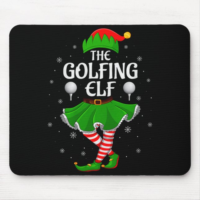 Golfing Elf Christmas Family Girls Women Elf Squad Mousepad (Vorne)