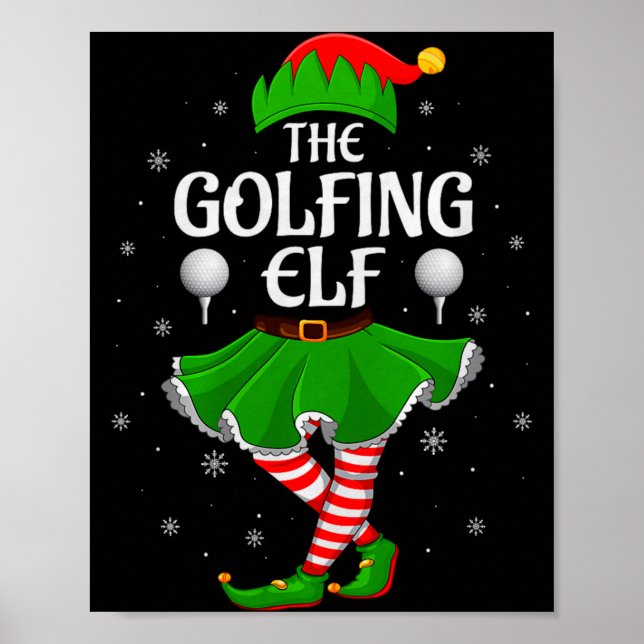 Golfing Elf Christmas Family Girls Women Elf Squad Poster (Vorne)
