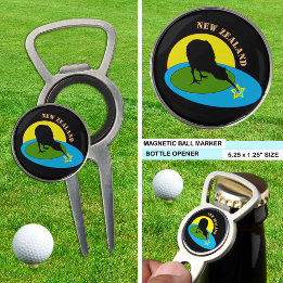 Golfing Kiwi Bird, Ball Marker, sport Neuseeland Pitchgabel