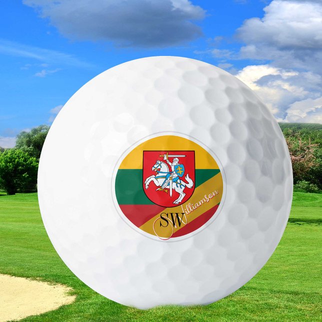 Golfing Litauen & Monogram, litauische Flagge Golfball (Von Creator hochgeladen)