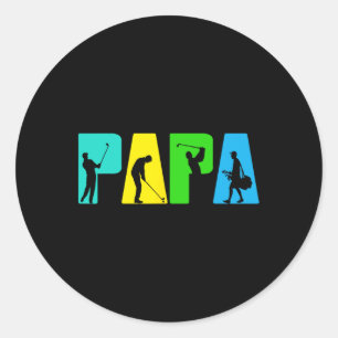 Golfing Papa Golfer Shirt. Golfgeschenke für Väter Runder Aufkleber