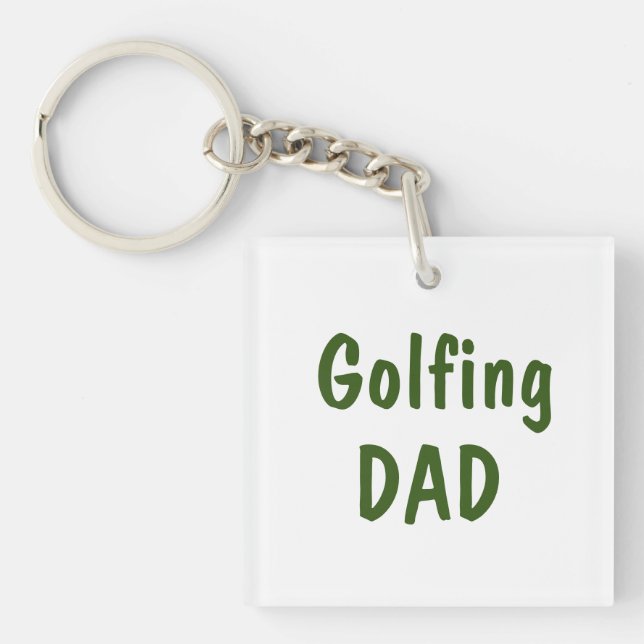 Golfing Papa Text auf weiß Schlüsselanhänger (Vorderseite)