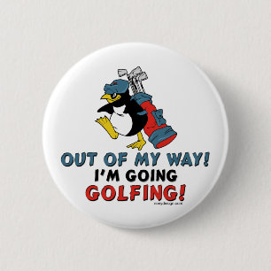 Golfing Penguin Button