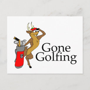 Golfing Reindeer Postkarte