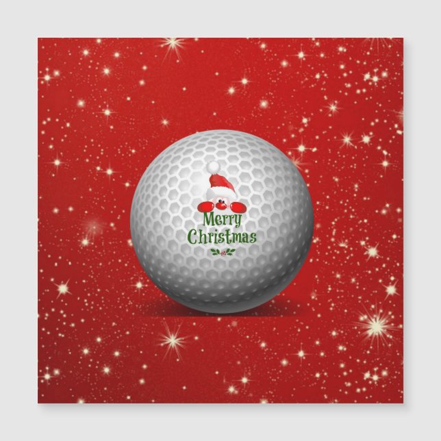 Golfing Santa, buntes Weihnachtsdesign Magnetkarte (Vorderseite)