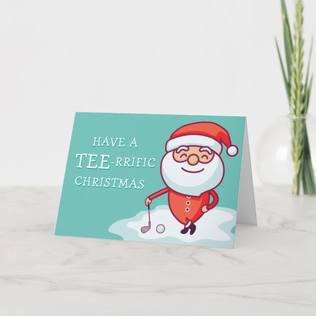 Golfing Santa Claus Card Karte (Vorderseite)