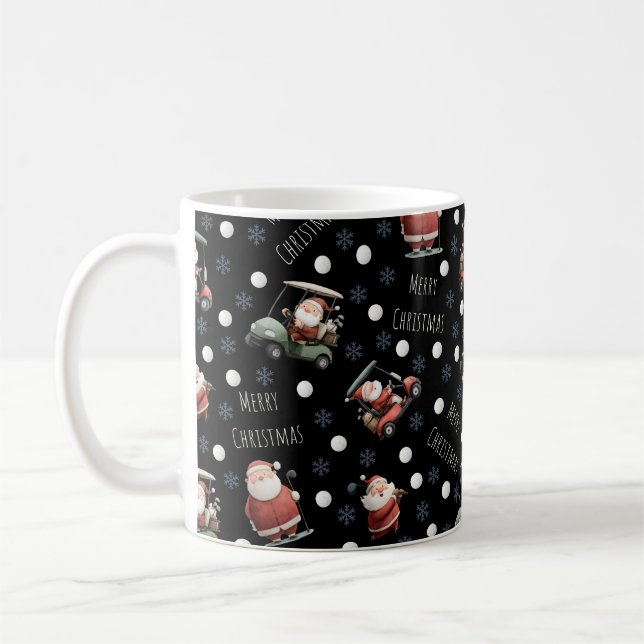 Golfing Santa on Black Kaffeetasse (Links)