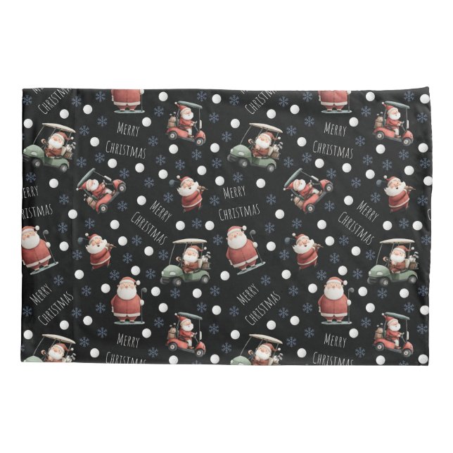 Golfing Santa on Black Kissenbezug (Rückseite)