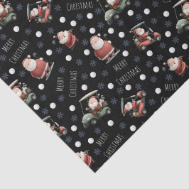 Golfing Santa on Black Seidenpapier