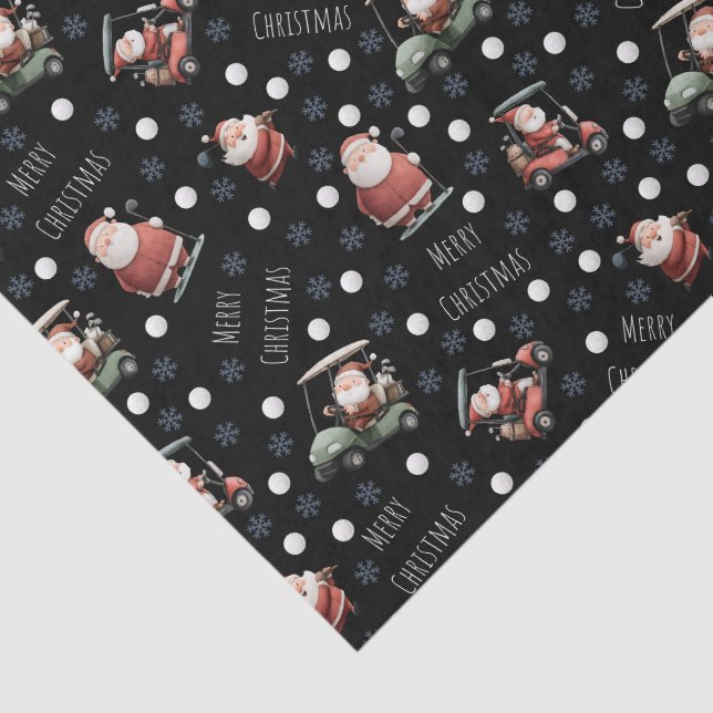 Golfing Santa on Black Seidenpapier (Ausschnitt)